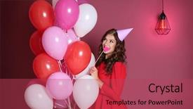  Presentation with party - Cool new theme with party cap with air balloons backdrop and a  colored foreground