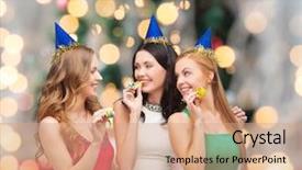  Presentation with party lights - Amazing slides having party caps blowing to whistle backdrop and a coral colored foreground