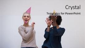  Presentation with celebration - Presentation consisting of party caps blowing to whistle background and a light gray colored foreground