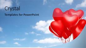  Presentation with helium - Cool new slides with party decoration concept - red helium backdrop and a teal colored foreground