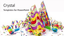  Presentation with decoration - Audience pleasing presentation design consisting of party decoration isolated on white backdrop and a white colored foreground