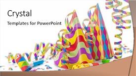  Presentation with decoration - Cool new PPT layouts with party decoration isolated on white backdrop and a white colored foreground