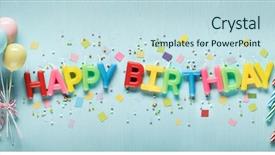  Presentation with birthday party - Beautiful PPT layouts featuring party design concept for birthday backdrop and a sky blue colored foreground