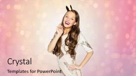  Presentation with party lights - PPT theme enhanced with party dress and princess crown background and a lemonade colored foreground