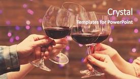  Presentation with party lights - Beautiful PPT layouts featuring party drinks - clinking glasses of red wine backdrop and a red colored foreground