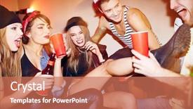  Presentation with night club - Presentation theme with party drinks - group of swag people relaxing background and a coral colored foreground