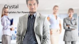  Presentation with team party - Colorful PPT layouts enhanced with party employee - leader in front of his backdrop and a soft green colored foreground