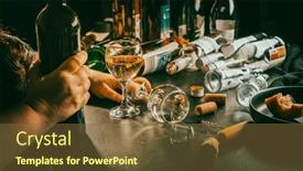  Presentation with alcohol addiction - PPT theme enhanced with party-empty-bottles-concept background and a tawny brown colored foreground