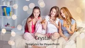  Presentation with junk food - PPT theme with party entertainment and junk food background and a soft green colored foreground