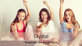  Presentation with energy food and junk food - Amazing PPT layouts having party entertainment and junk food backdrop and a coral colored foreground