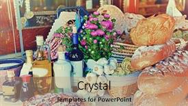  Presentation with pasta restaurant - PPT theme featuring portrait of smiling african american business man with executives working in background background and a pink colored foreground