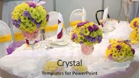  Presentation with elegant wedding - Slide deck having party flwer - elegant table set background and a soft green colored foreground