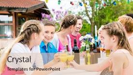  Presentation with neighbors - Colorful theme enhanced with party for family and neighbors backdrop and a coral colored foreground