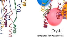  Presentation with confetti - PPT theme having party frame balloons and confetti background and a white colored foreground