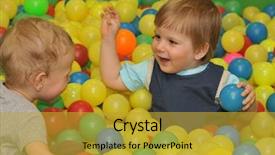  Presentation with kids playing - Colorful slides enhanced with party game - brother kids playing with colored backdrop and a  colored foreground