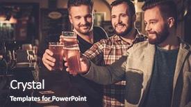  Presentation with pub - PPT theme enhanced with party game - cheerful old friends having fun background and a dark gray colored foreground