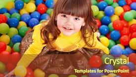  Presentation with party - Amazing presentation theme having party game - happy little girl in group backdrop and a tawny brown colored foreground