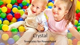  Presentation with game - Amazing theme having party game - little boy in colored ball backdrop and a coral colored foreground