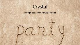  Presentation with designs - PPT theme having party handwritten in sand for natural symbol tourism or conceptual designs background and a lemonade colored foreground