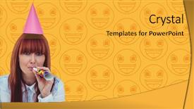  Presentation with farewell party time - Theme enhanced with party hat against yellow emoji background and a yellow colored foreground