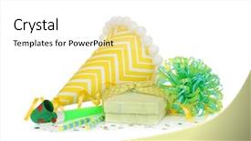  Presentation with confetti - Theme consisting of party hat and colorful confetti background and a white colored foreground