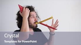  Presentation with hat - PPT theme consisting of party hat blowing in whistle background and a gray colored foreground