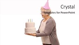  Presentation with 70 birthday party - PPT theme enhanced with party hat holding a birthday background and a white colored foreground