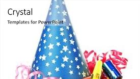  Presentation with confetti - Presentation design featuring party hat with confetti isolated background and a white colored foreground