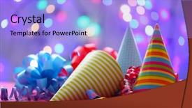  Presentation with party - Theme enhanced with party hats and other stuff background and a light blue colored foreground