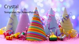  Presentation with party - Cool new slides with party hats and other stuff backdrop and a light blue colored foreground