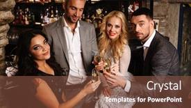  Presentation with elegant party - PPT theme having party-holiday-with-friends-concept background and a tawny brown colored foreground