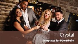  Presentation with elegant party - Beautiful PPT theme featuring party-holiday-with-friends-concept backdrop and a tawny brown colored foreground