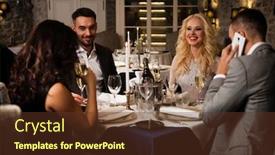  Presentation with elegant party - Presentation theme consisting of party-holiday-with-friends-concept background and a tawny brown colored foreground