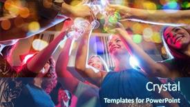  Presentation with alcoholic - Presentation design enhanced with party holidays celebration nightlife background and a ocean colored foreground