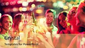  Presentation with beer garden friends in tracht - Slides with party holidays celebration nightlife background and a yellow colored foreground