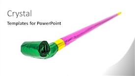  Presentation with party - Slide deck enhanced with party-horn-isolated-on-white background and a white colored foreground