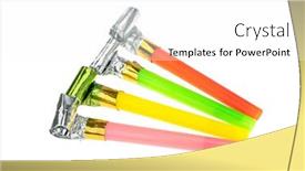  Presentation with party - Presentation design enhanced with party-horn-isolated-on-white background and a white colored foreground