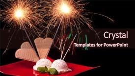  Presentation with fire ice - PPT theme having party ice cream dessert background and a wine colored foreground