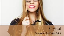  Presentation with party time - Presentation design enhanced with party image playful young woman holding a party glasses ready for good time background and a coral colored foreground