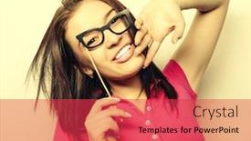  Presentation with party time - Presentation consisting of party image playful young woman holding a party glasses ready for good time background and a red colored foreground