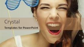  Presentation with party time - Presentation with party image playful young women holding a party glasses ready for good time background and a coral colored foreground