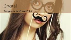  Presentation with party time - Cool new theme with party image playful young women holding a party glasses ready for good time backdrop and a coral colored foreground