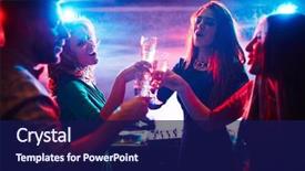  Presentation with night club - Audience pleasing PPT layouts consisting of party in night club backdrop and a navy blue colored foreground