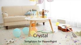  Presentation with chaos - Beautiful slides featuring party interior chaos backdrop and a soft green colored foreground
