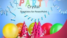  Presentation with party - Presentation theme featuring party-items-on-blue-background background and a cool aqua colored foreground