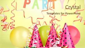  Presentation with party - Presentation design consisting of party items on green background background and a cream colored foreground