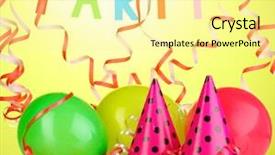  Presentation with party items on green - PPT theme having party items on green background background and a blonde colored foreground