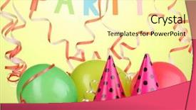  Presentation with party - Audience pleasing presentation design consisting of party items on green background backdrop and a blonde colored foreground