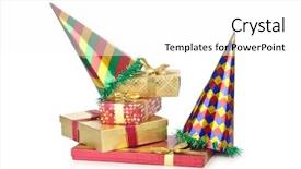  Presentation with party items on green - Slides with party items on the white background and a white colored foreground