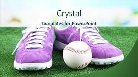  Presentation with land - Colorful presentation design enhanced with party land - beautiful gumshoes and baseball ball backdrop and a cool aqua colored foreground